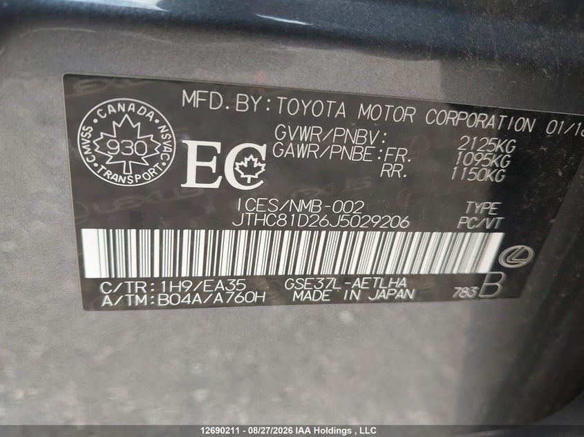 2018 LEXUS IS SEDAN 3.5L V-6 DI, DOHC, VVT, PREMIUM , 260HP