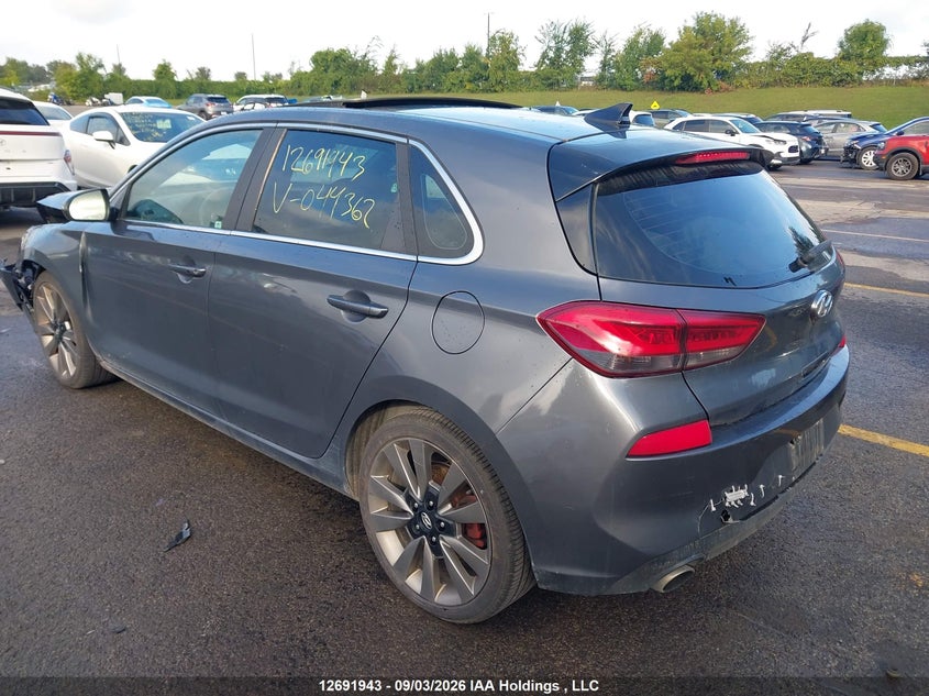 Vin: kmhh55lc3ju044362, lot: 3096816, hyundai elantra gt sport 20183
