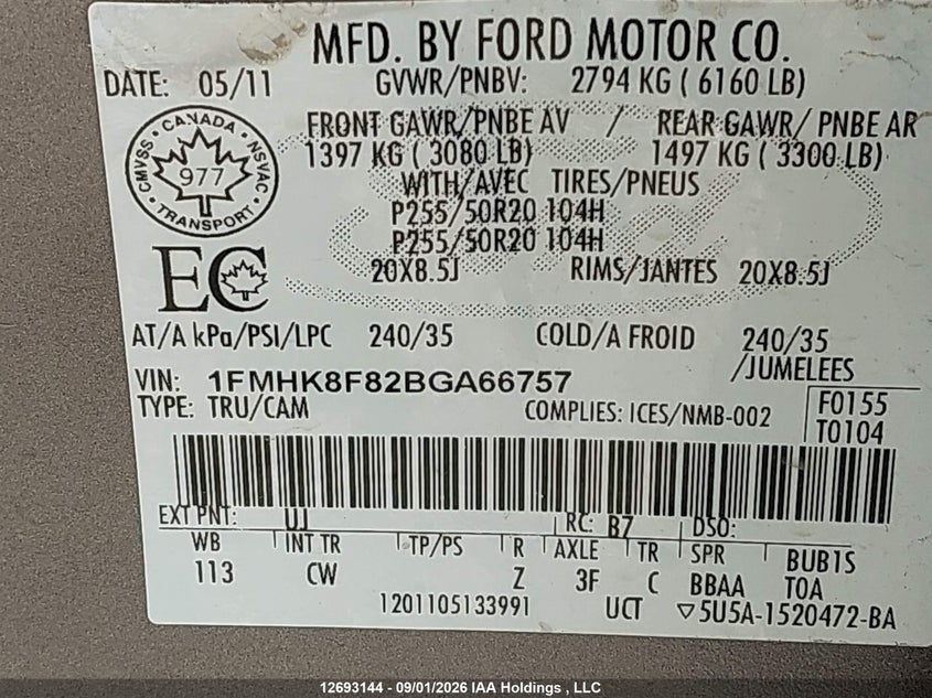 2011 FORD EXPLORER SPORT UTILITY VEHICLE 3.5L V-6 DOHC, VVT, REGULAR , 290HP