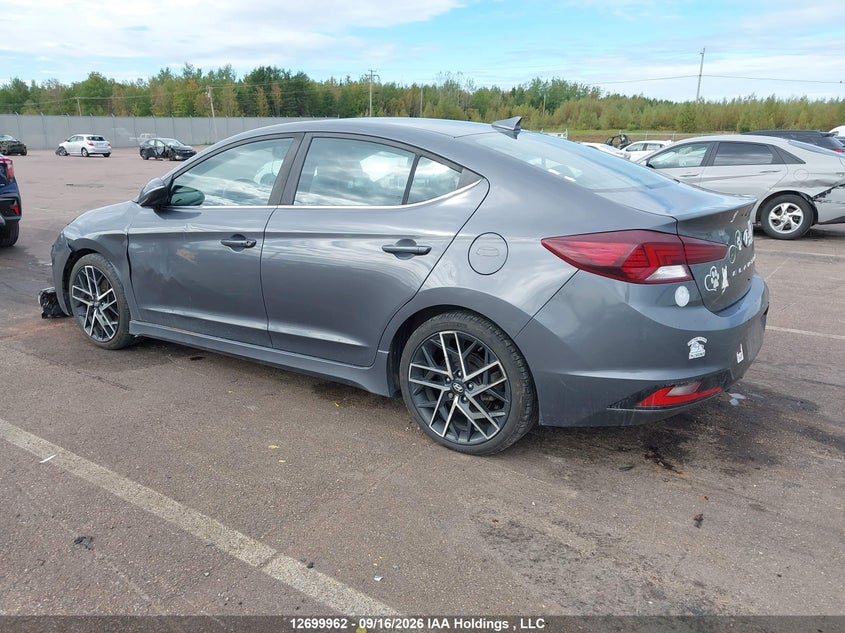 Vin: kmhd04lb9ku828500, lot: 3105330, hyundai elantra sport 20193