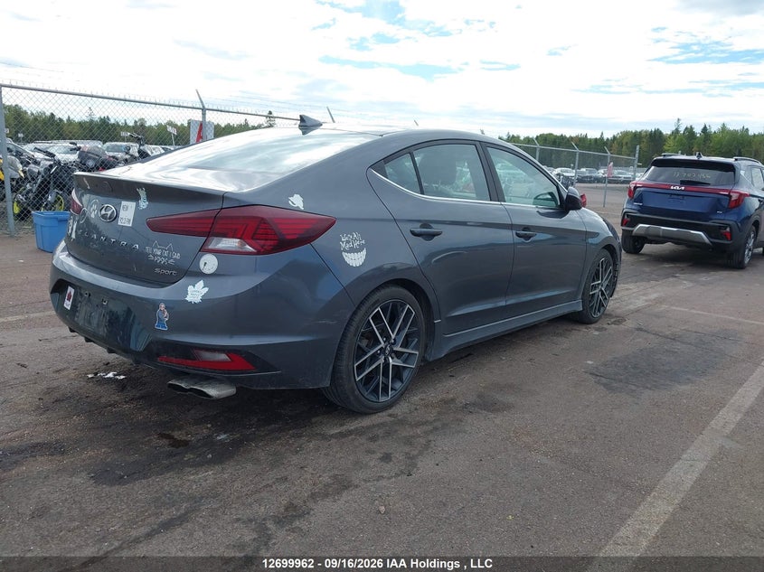 Vin: kmhd04lb9ku828500, lot: 3105330, hyundai elantra sport 20194