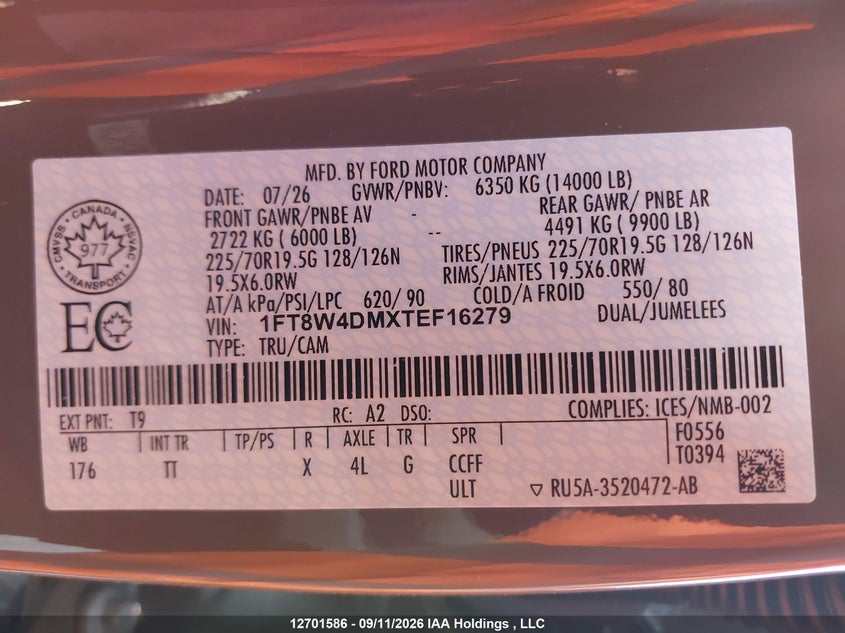 1FT8W4DMXTEF16279 Ford F450 Super Duty