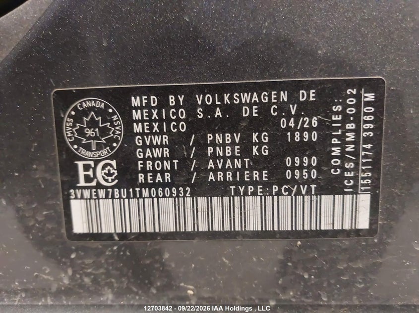 3VWEW7BU1TM060932 Volkswagen Jetta Comfortline