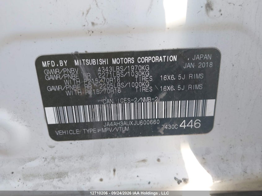 2018 MITSUBISHI RVR ES/SE - zdjęcie 9