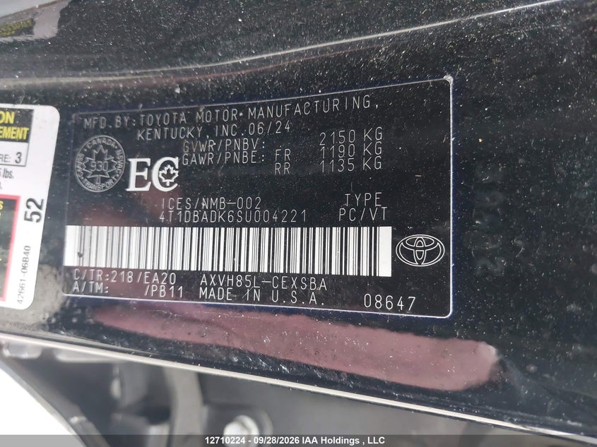 4T1DBADK6SU004221 Toyota Camry Xse/xle/le/se