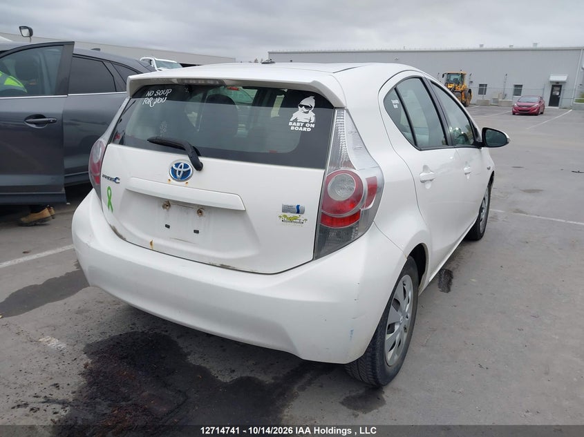 Vin: jtdkdtb38c1503179, lot: 3121360, toyota prius c technology 20124