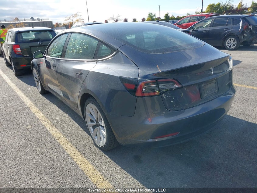 Vin: 5yj3e1eb5nf274754, lot: 3123301, tesla model 3 20223