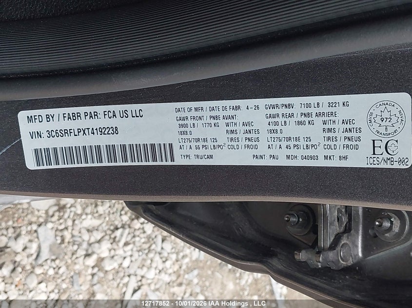 3C6SRFLPXT4192238 RAM 1500 Laramie