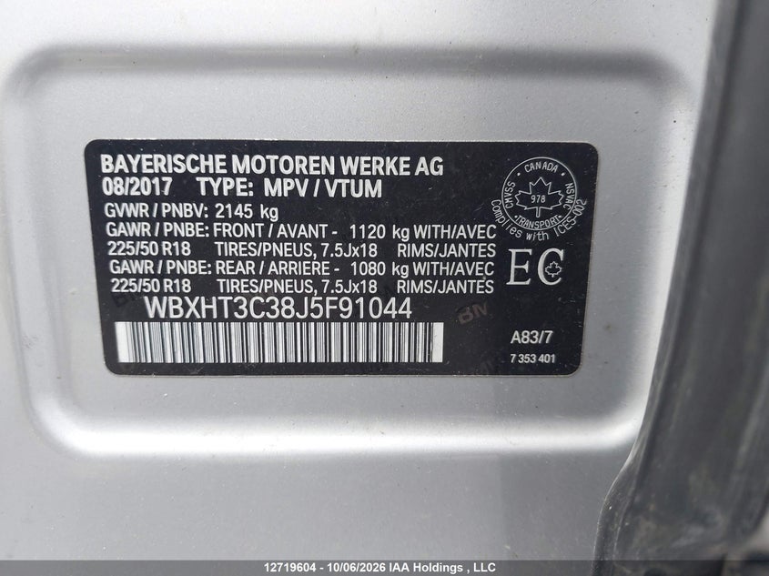 WBXHT3C38J5F91044 BMW X1 Xdrive28i