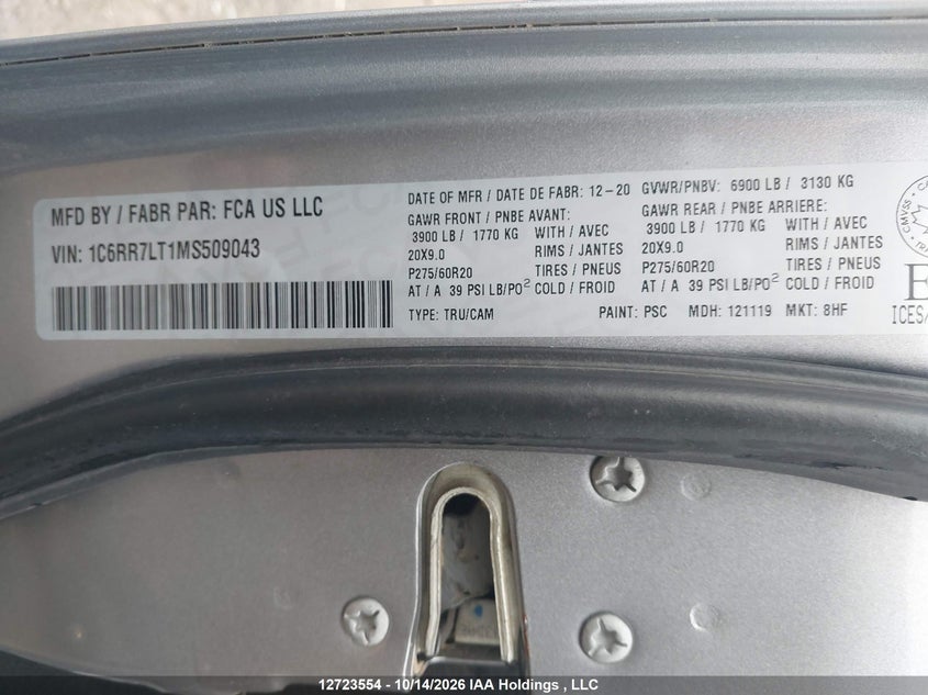 1C6RR7LT1MS509043 RAM 1500 Classic Slt