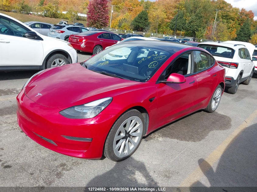 2022 Tesla Model 3, Левый зад, IAAI, VIN 5YJ3E1EB4NF301829 — фото 2