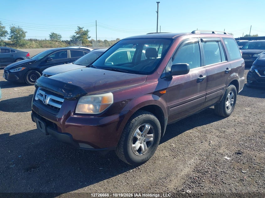 2007 Honda Pilot Lx, Rear, IAAI, VIN 2HKYF18157H003302 — photo 2