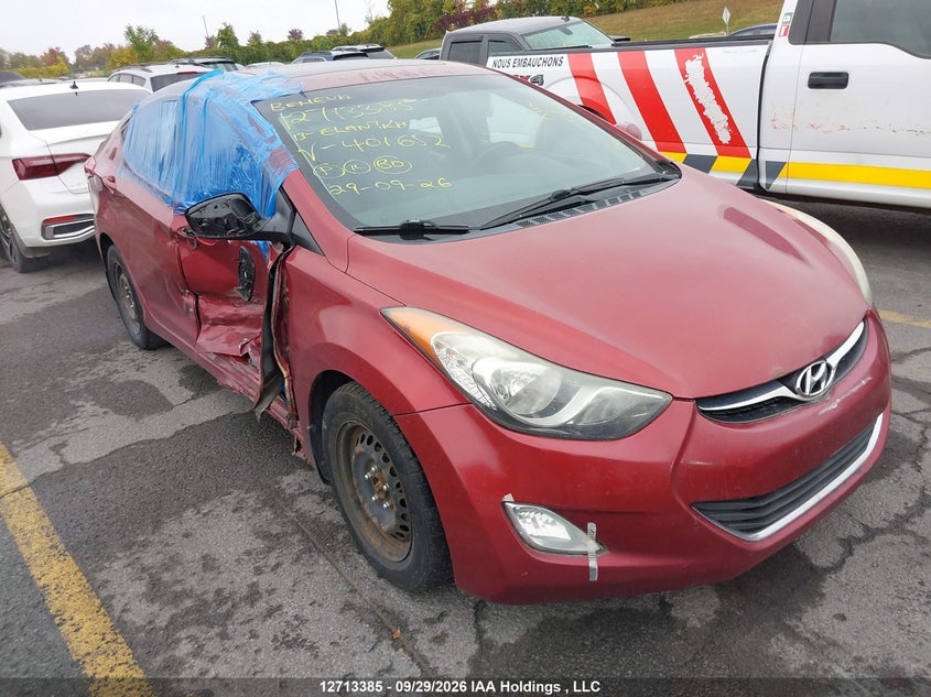 Vin: 5npdh4ae2dh401652, lot: 3137725, hyundai elantra gls 20131