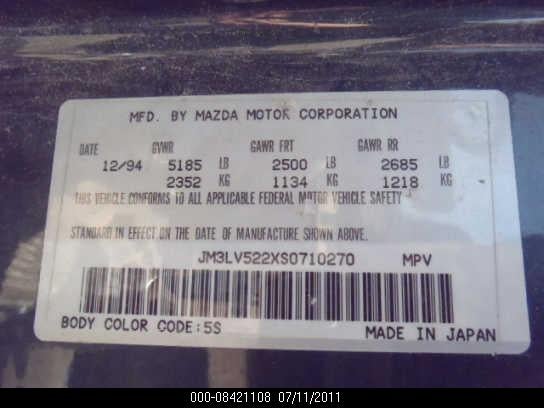 1995 Mazda Wagon Mpv Wagon VIN: JM3LV522XS0710270 Lot: 8421108