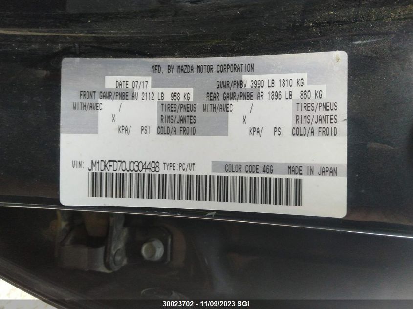 2018 Mazda Cx-3 Gt VIN: JM1DKFD70J0304498 Lot: 30023702