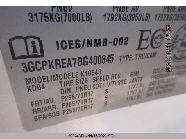 2011 Chevrolet Silverado K1500 Ls VIN: 3GCPKREA7BG400845 Lot: 30024871