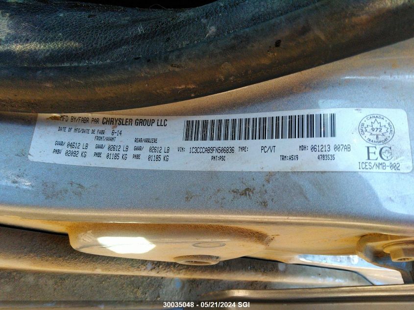 2015 Chrysler 200 Limited VIN: 1C3CCCAB9FN506836 Lot: 30035048