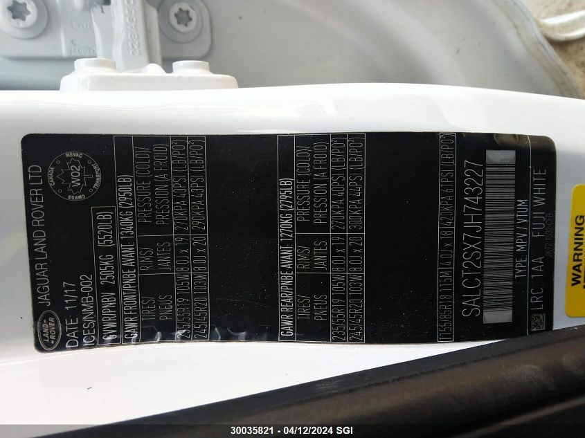 2018 Land Rover Discovery Sport Hse VIN: SALCT2SX7JH743227 Lot: 51054284