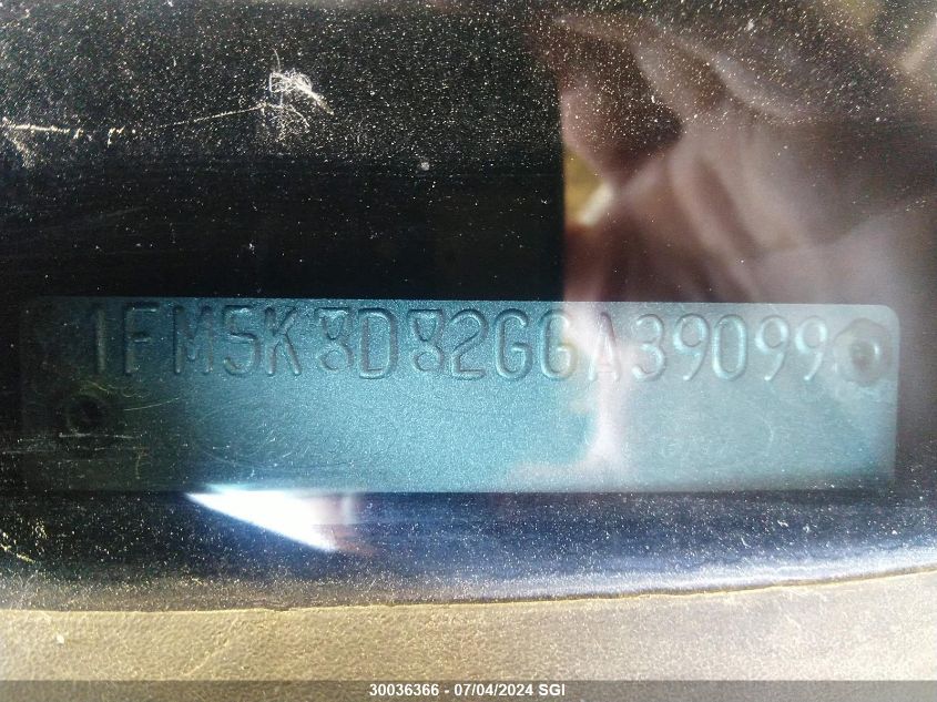 2016 Ford Explorer Xlt VIN: 1FM5K8D82GGA39099 Lot: 30036366