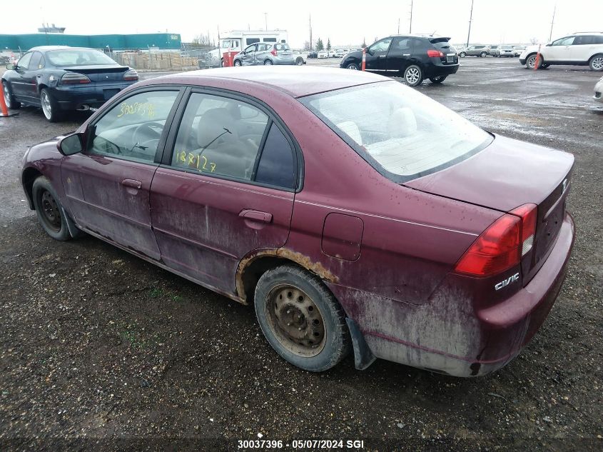 2004 Honda Civic Lx VIN: 2HGES16614H901592 Lot: 30037396