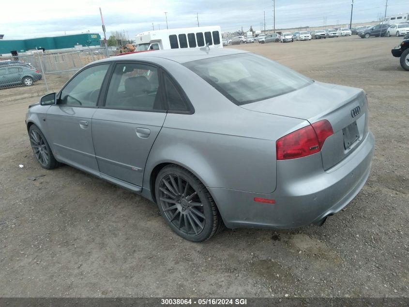 2008 Audi A4 S-Line 3.2 Quattro VIN: WAUEH78E38A143292 Lot: 30038064