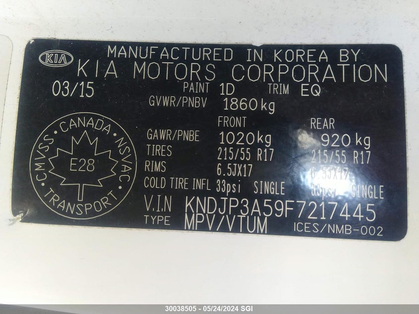 2015 Kia Soul + VIN: KNDJP3A59F7217445 Lot: 30038505