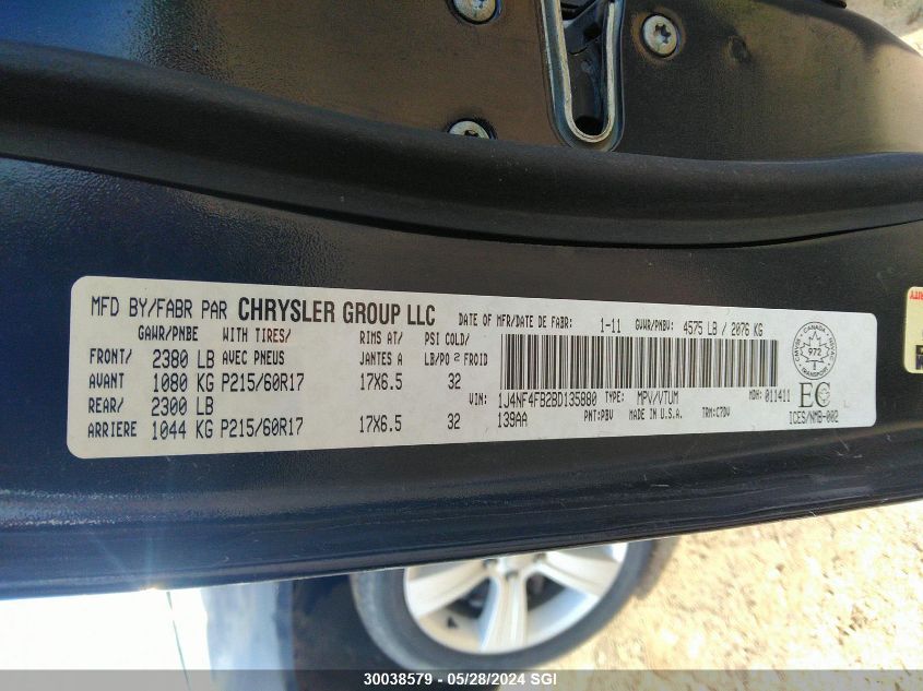 2011 Jeep Compass VIN: 1J4NF4FB2BD135880 Lot: 30038579