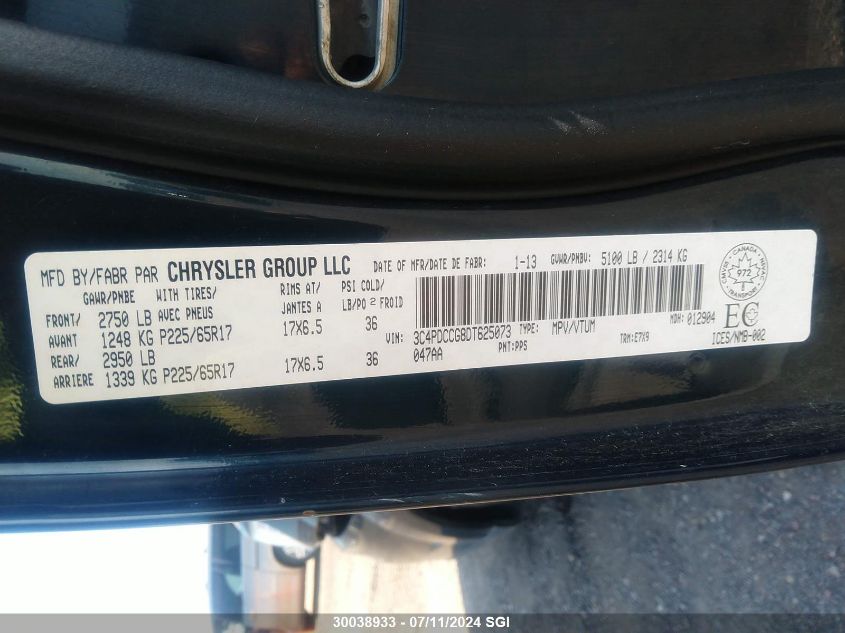 2013 Dodge Journey Sxt VIN: 3C4PDCCG8DT625073 Lot: 30038933