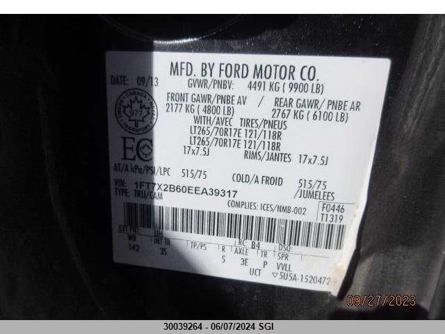 2014 Ford F250 Super Duty VIN: 1FT7X2B60EEA39317 Lot: 30039264