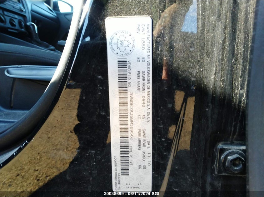 2011 Volkswagen Jetta VIN: 3VWDK7AJ5BM329561 Lot: 30038699