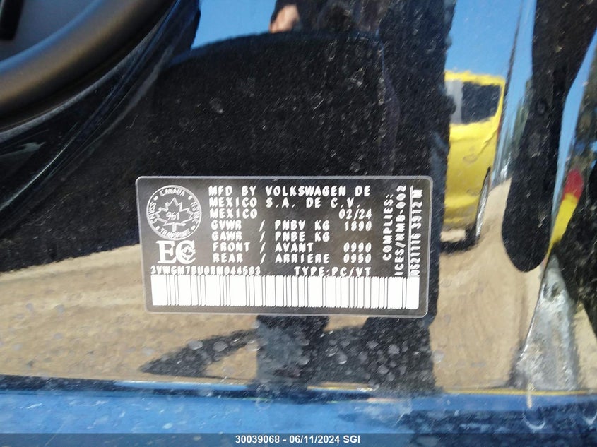 2024 Volkswagen Jetta Sel VIN: 3VWGM7BU0RM044583 Lot: 30039068