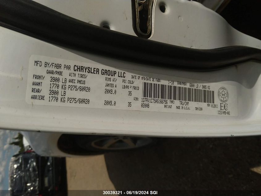 2010 Dodge Ram 1500 VIN: 1D7RV1CT5AS166756 Lot: 30039321