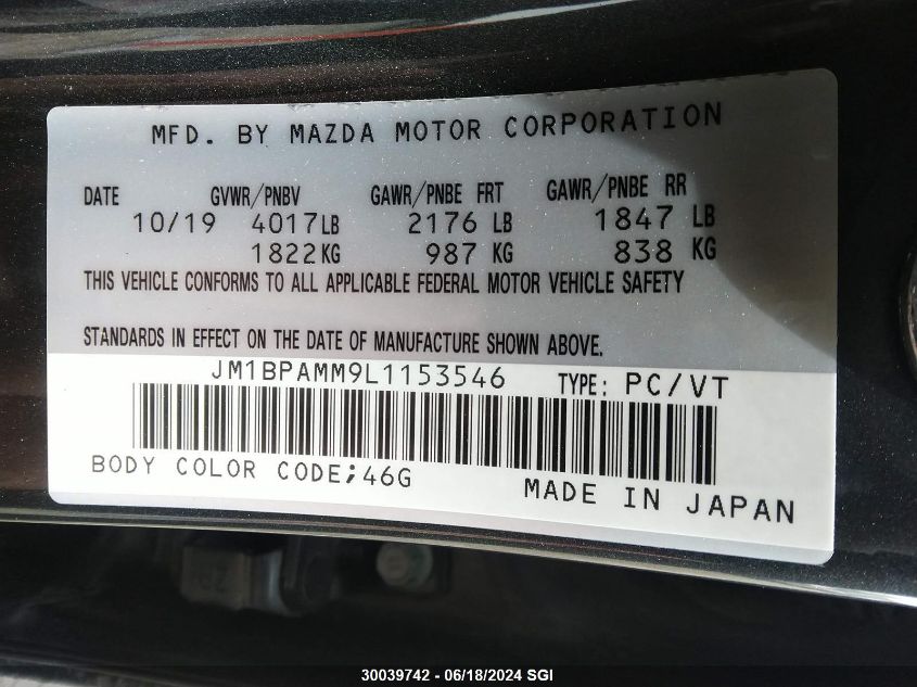 2020 Mazda 3 Preferred VIN: JM1BPAMM9L1153546 Lot: 30039742