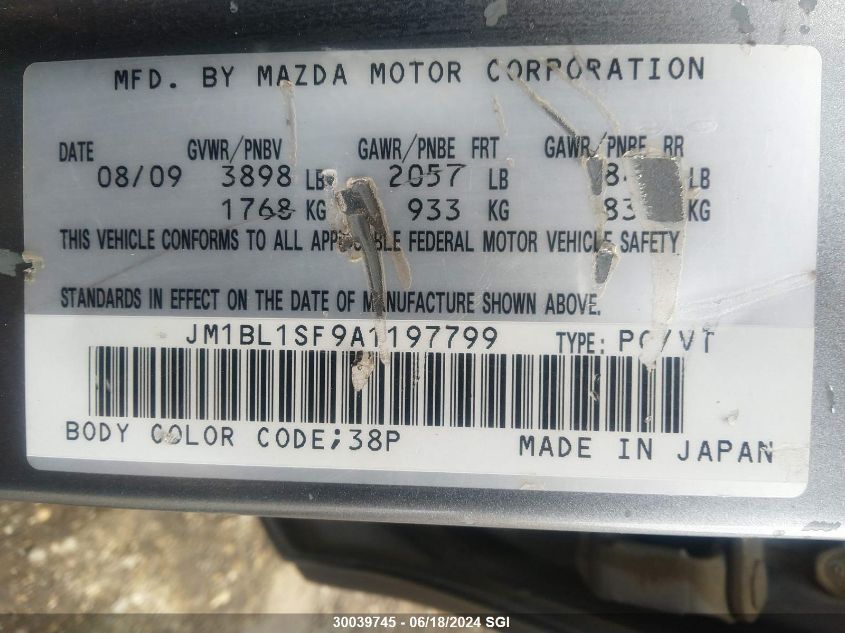 2010 Mazda 3 I VIN: JM1BL1SF9A1197799 Lot: 30039745