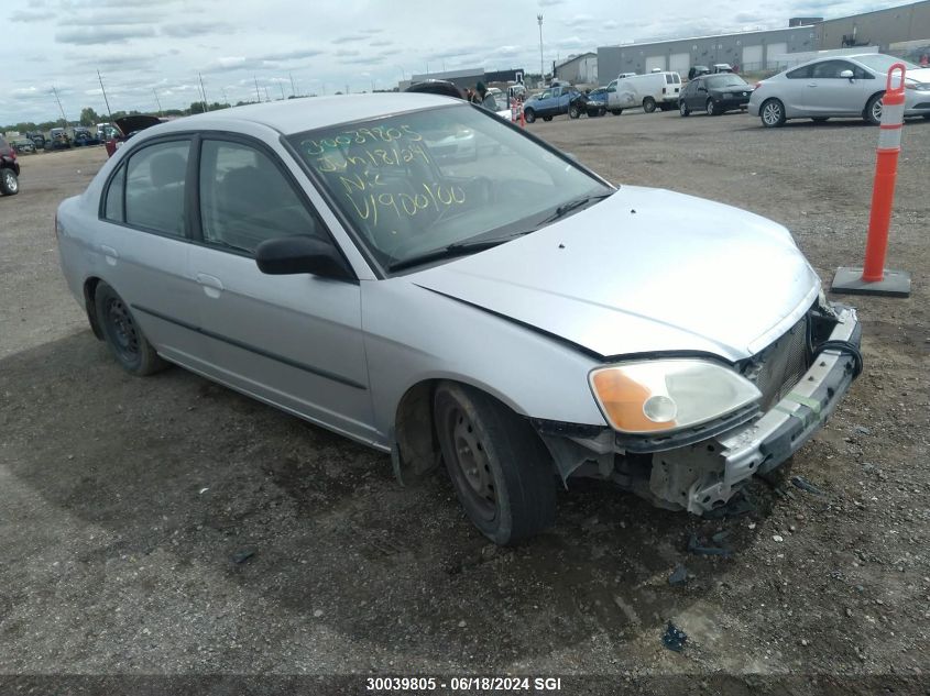 2003 Honda Civic Dx VIN: 2HGES15463H900100 Lot: 30039805