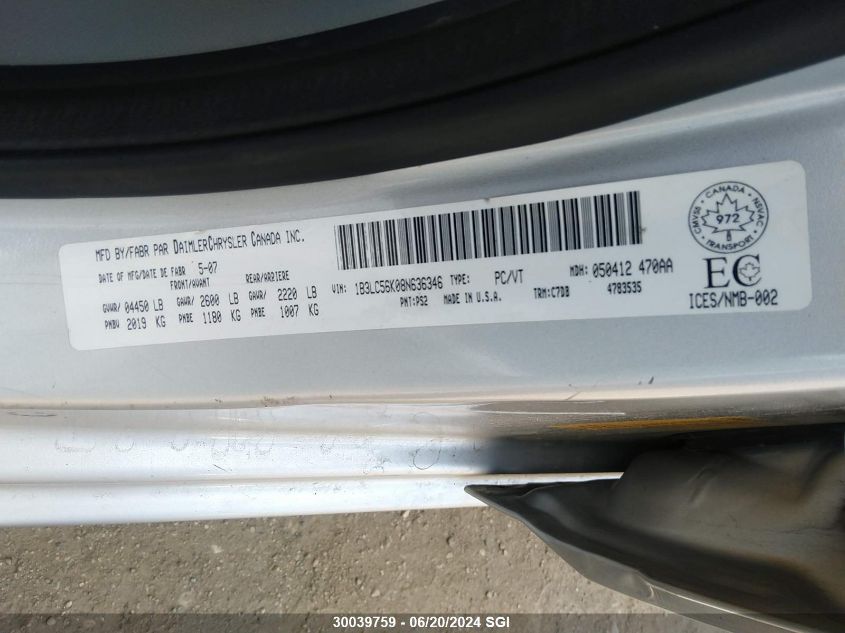 2008 Dodge Avenger Sxt VIN: 1B3LC56K08N636346 Lot: 30039759