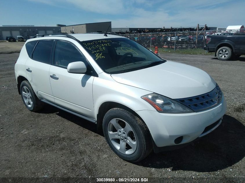 2007 Nissan Murano Sl/Se/S VIN: JN8AZ08W77W615742 Lot: 30039980