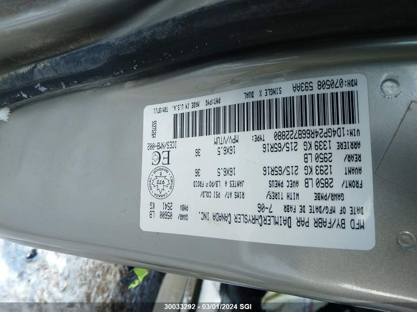 2006 Dodge Grand Caravan Se VIN: 1D4GP24R66B722880 Lot: 30033292