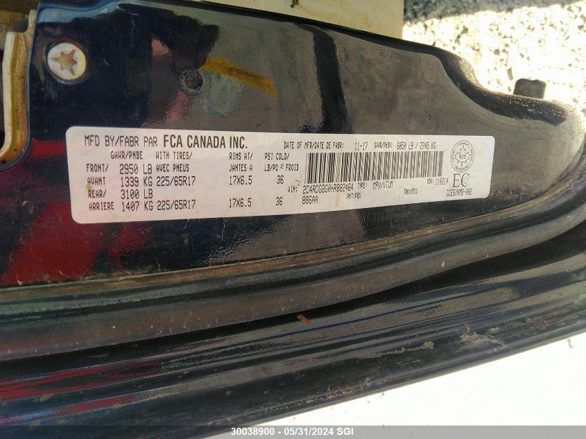 2017 Dodge Grand Caravan Se VIN: 2C4RDGBG0HR882464 Lot: 30038900