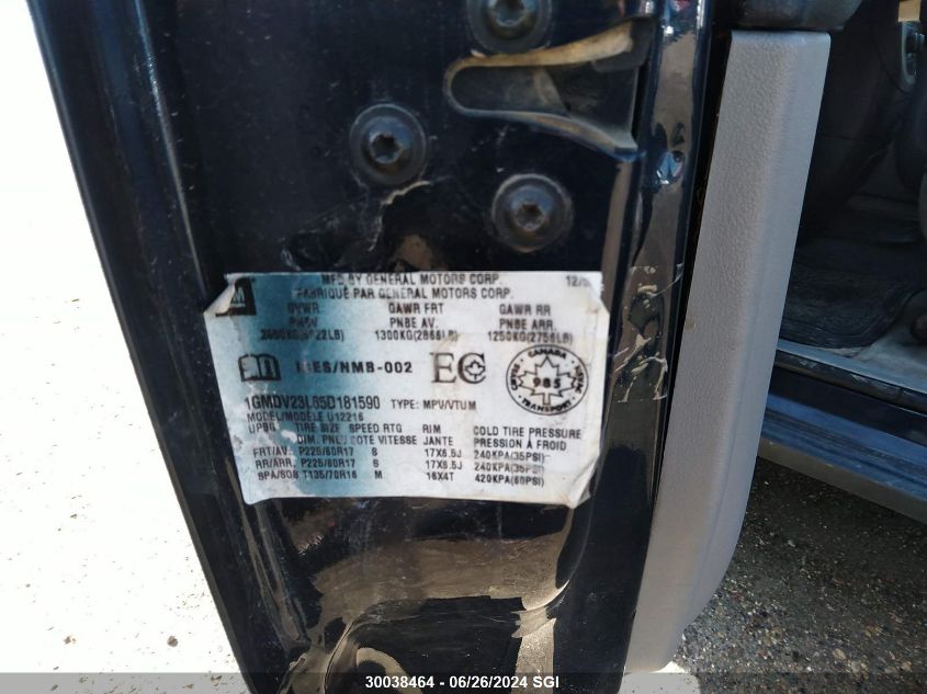 2005 Pontiac Montana Sv6 VIN: 1GMDV23L65D181590 Lot: 30038464