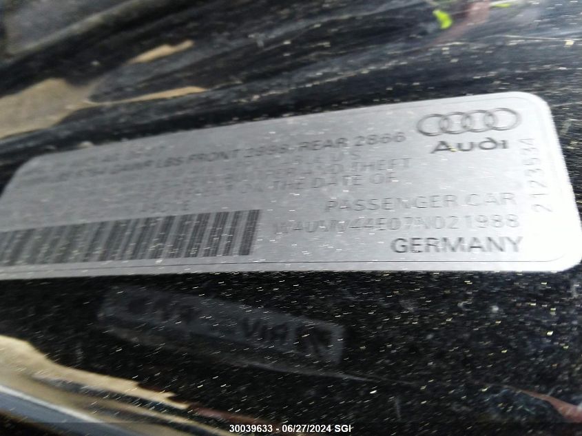 2007 Audi A8 L Quattro VIN: WAUMV44E07N021988 Lot: 30039633