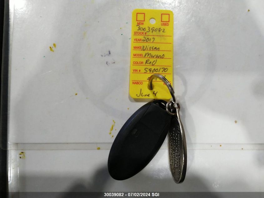 2017 Nissan Murano S/Sl/Sv/Platinum VIN: 5N1AZ2MHXHN158846 Lot: 30039082