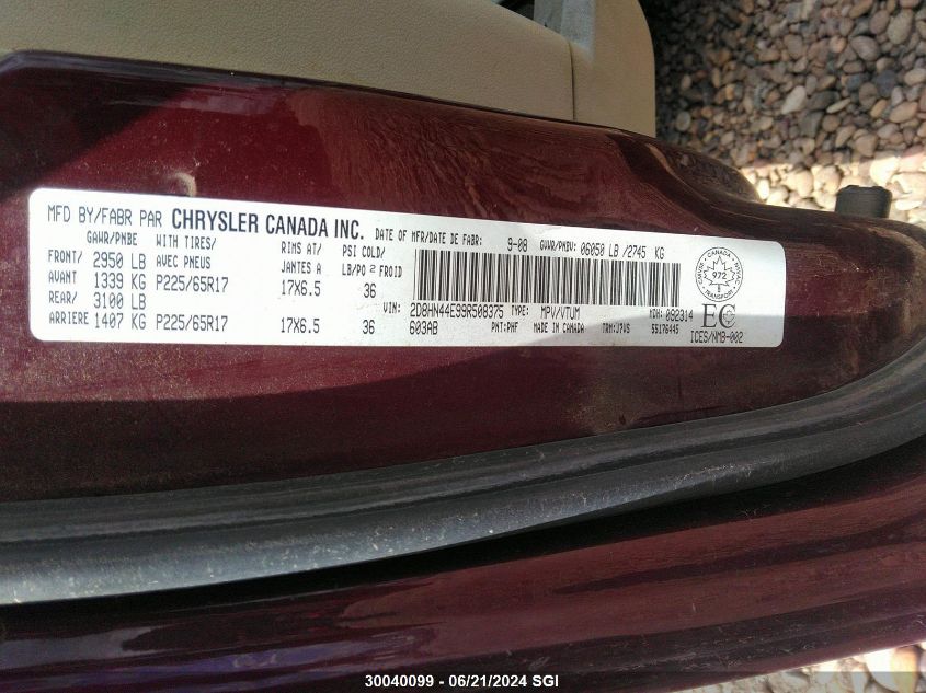 2009 Dodge Grand Caravan Se VIN: 2D8HN44E99R508375 Lot: 30040099