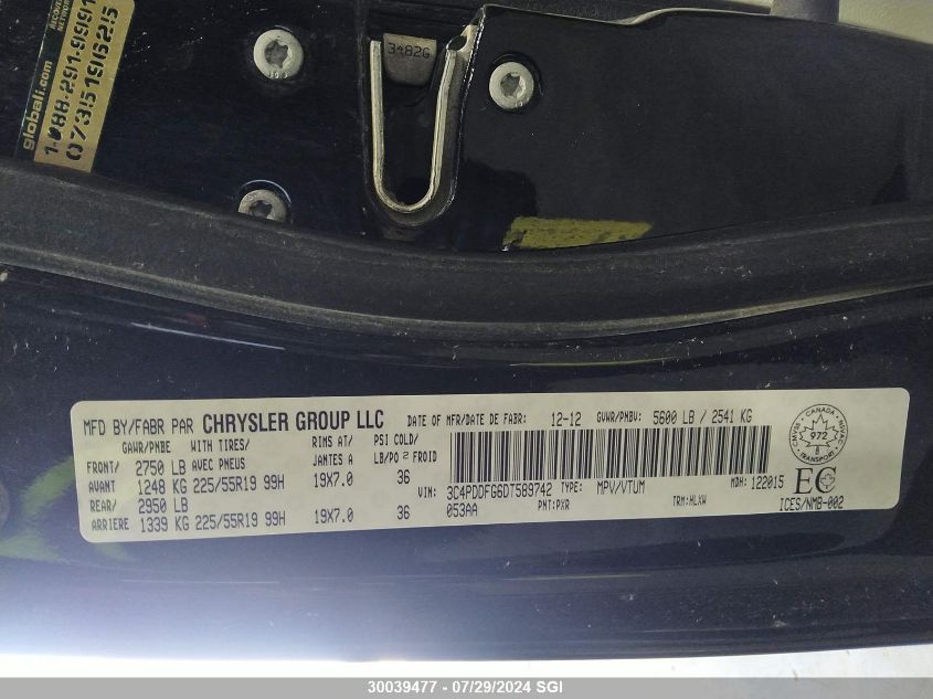 2013 Dodge Journey R/T VIN: 3C4PDDFG6DT589742 Lot: 30039477