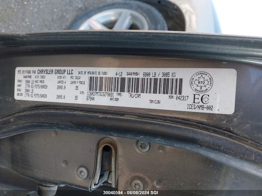 2012 Dodge Ram 1500 Sport VIN: 1C6RD7MT5CS278031 Lot: 30040594