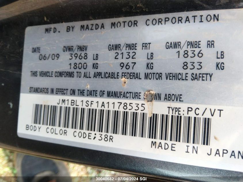 2010 Mazda 3 I VIN: JM1BL1SF1A1178535 Lot: 30040682