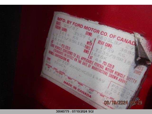 1987 Ford F250 VIN: 2FTEF26N2HCB01449 Lot: 30040779