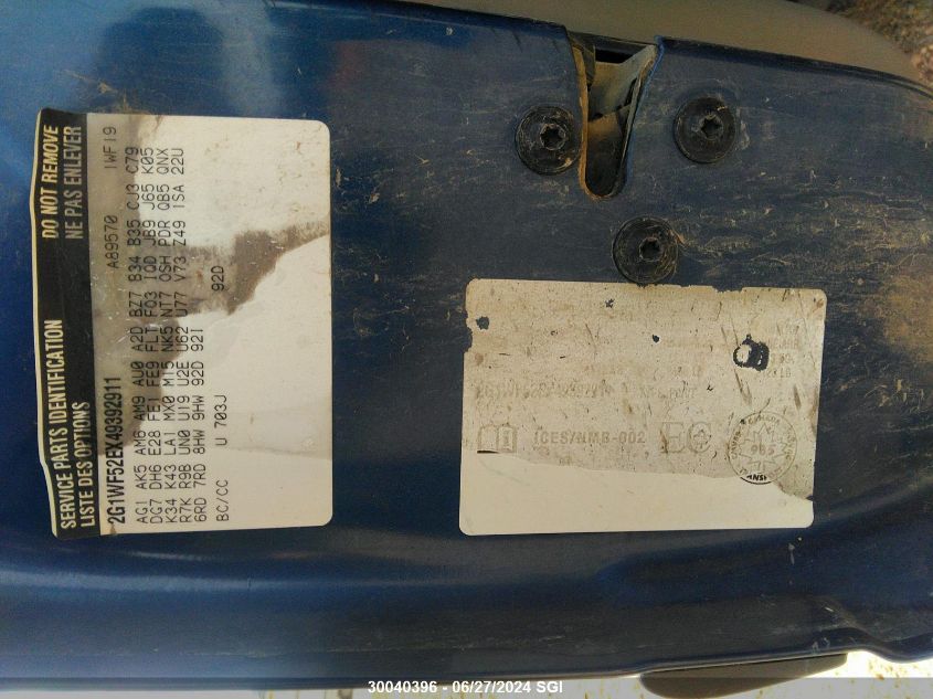 2004 Chevrolet Impala VIN: 2G1WF52EX49392911 Lot: 30040396