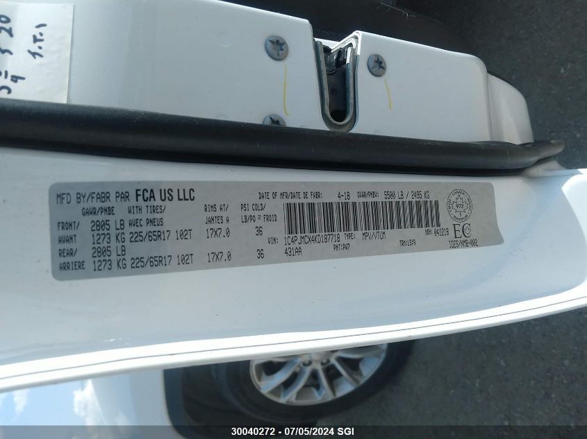 2019 Jeep Cherokee Latitude VIN: 1C4PJMCX4KD187718 Lot: 30040272