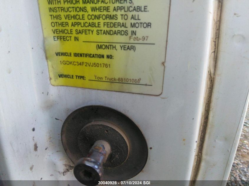 1997 GMC Sierra C3500 Heavy Duty VIN: 1GDKC34F2VJ501761 Lot: 30040928